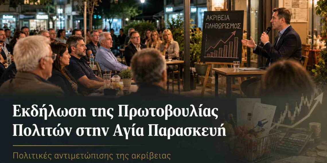 Εικαστικό για την εκδήλωση της Πρωτοβουλίας Πολιτών στην Αγία Παρασκευή με θέμα την ακρίβεια
