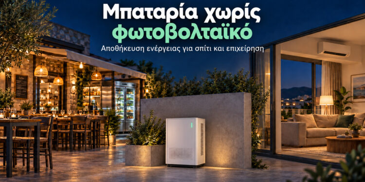 Μπαταρία χωρίς φωτοβολταϊκό για φθηνότερο ρεύμα στο κατάστημα και το σπίτι